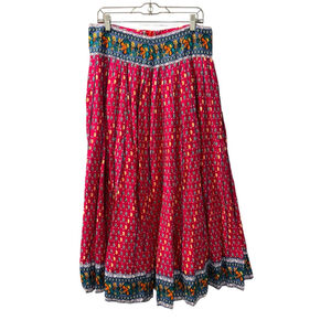 Gangotri Size Medium A-Line Festival Hippie Bohemian Maxi Skirt Geometric Pink